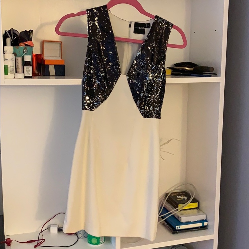 ASOS petite black and white party dress
